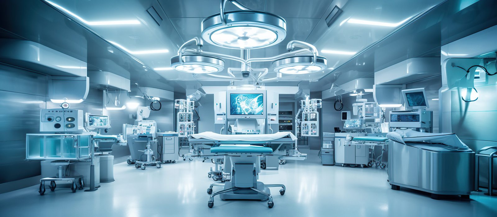 Interior view of operating room Generative AI