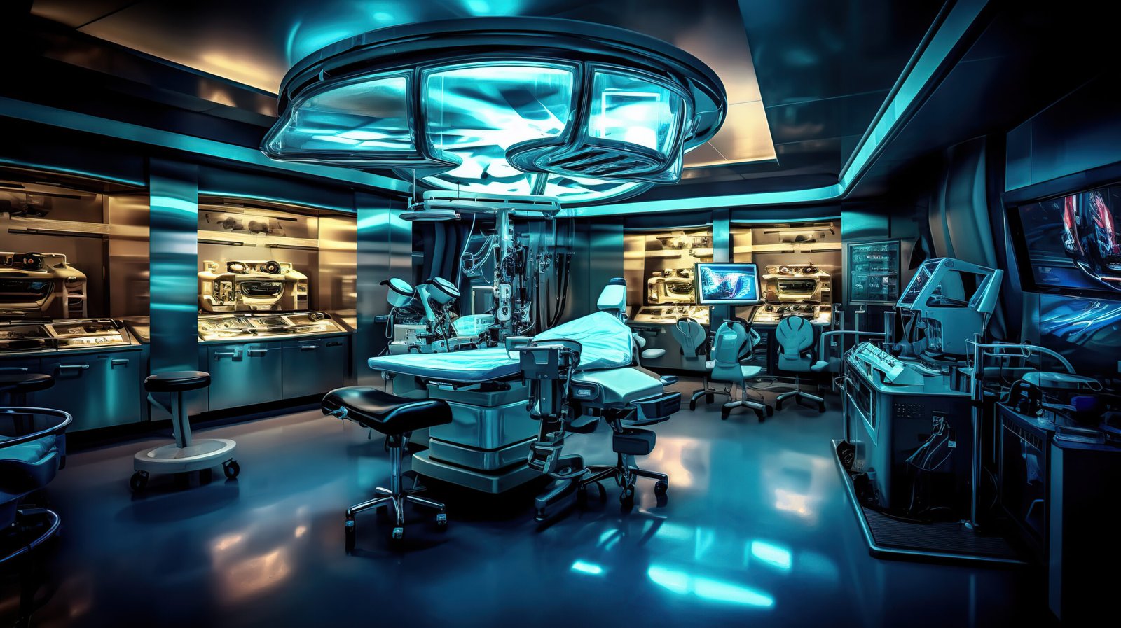 Interior view of operating room Generative AI